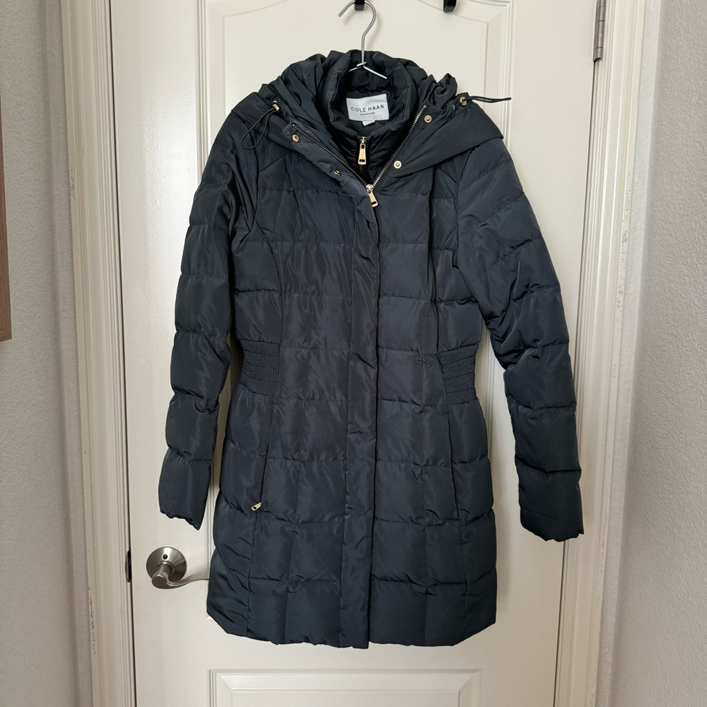 Cole Haan Hooded Down & Feather Jacket Graphite Small